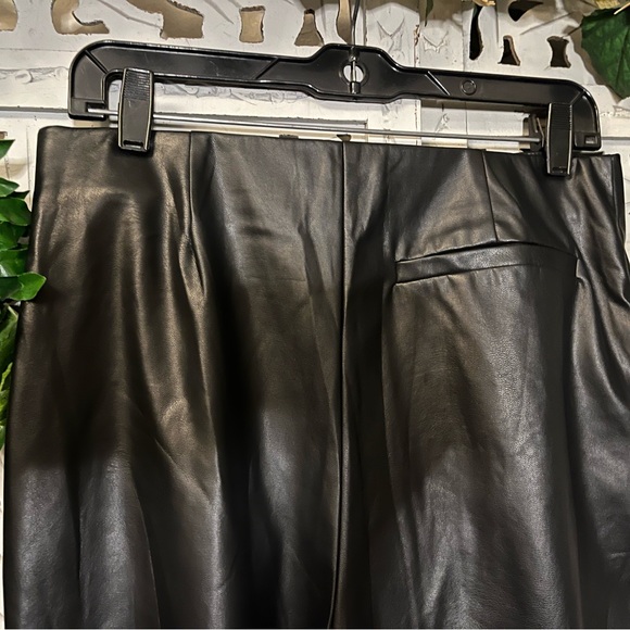 NIA COQUETTISH PREMIUM FAUX QUALITY BLACK LEATHER WIDE LEG FANCY PANTS - Picture 6 of 10